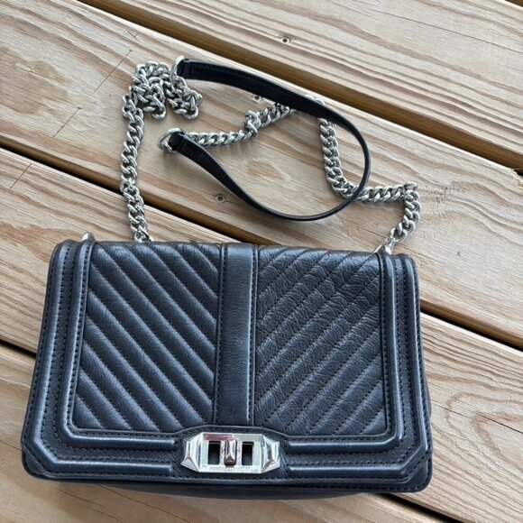 Rebecca Minkoff Black Quilted Crossbody Bag Silver Hardware - Picture 1 of 9